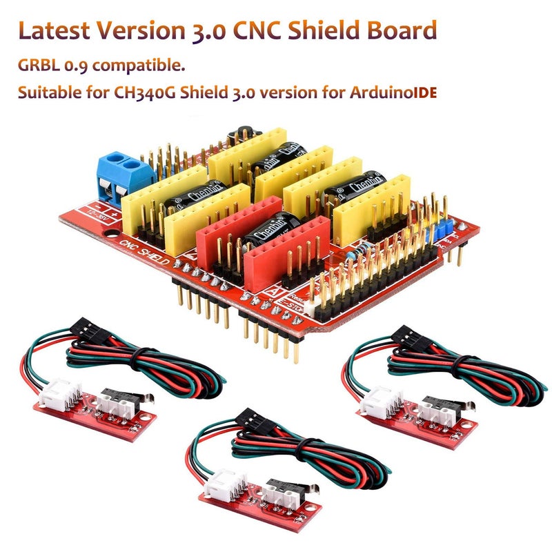 Longruner وحدة تحكم طابعة ثلاثية الأبعاد CNC مجموعة Ardiuno CNC مع ArduinoIDE، لوحة درع GRBL CNC من Longruner + مفتاح ميكانيكي نهاية DRV8825 A4988 محرك خطوة Nema17 LKB02، أسود - Image 4